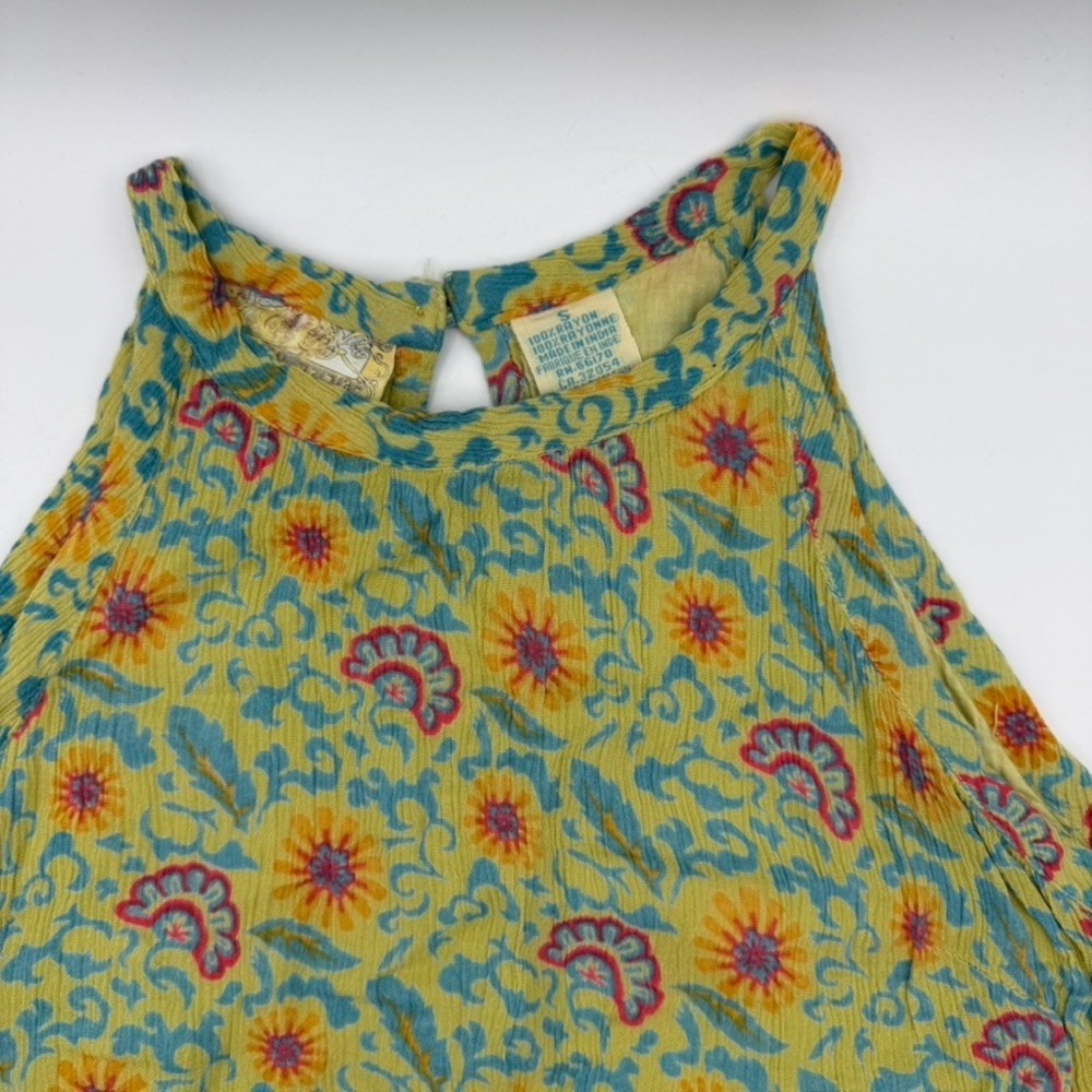 Vintage‎ Free People Floral Halter Blouse Tunic Sleeveless Summer India S Small